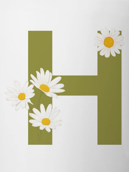 Letter h green daisies