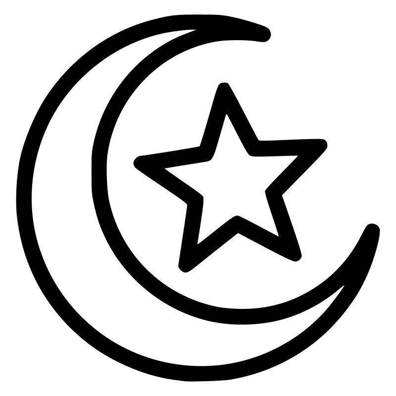 Crescent Moon & Star | Islamic Symbol Line Art