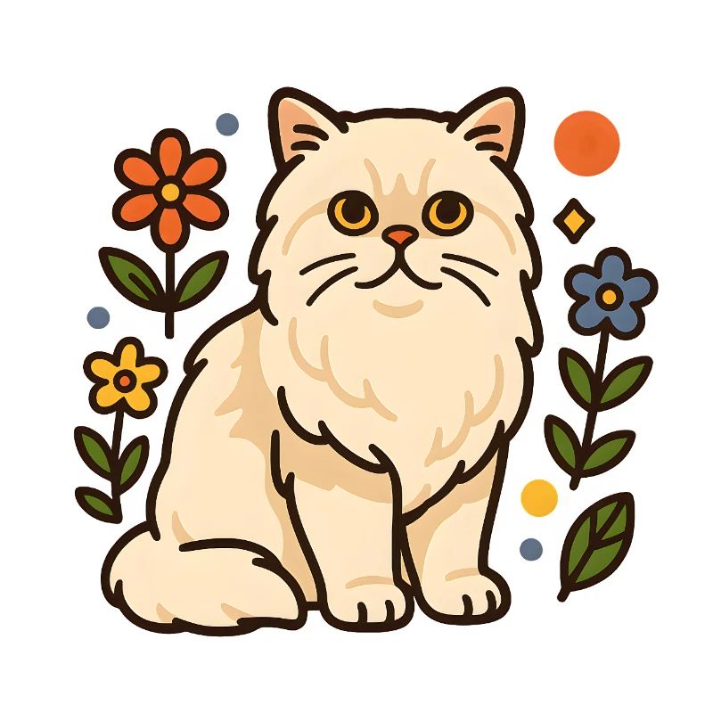 Chat persan en gloire florale
