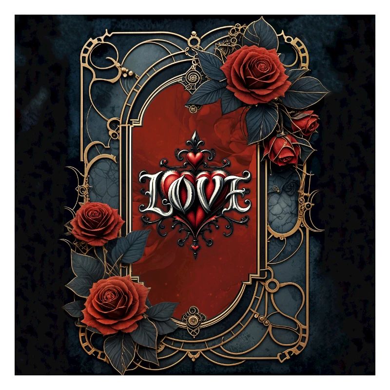 Amour gothique dans un cadre doré
