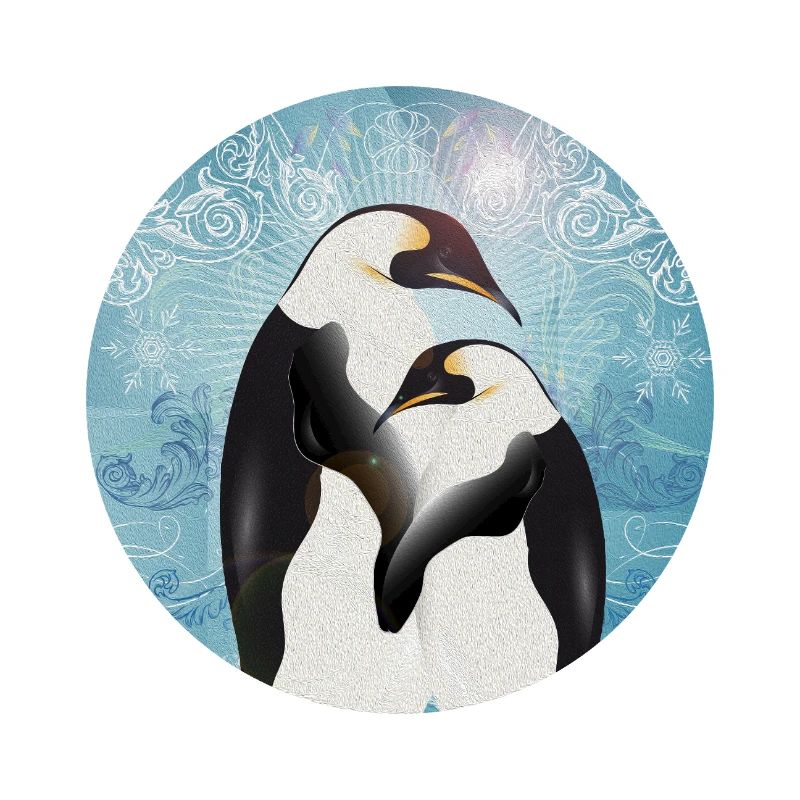 Two penguins in painted winter design