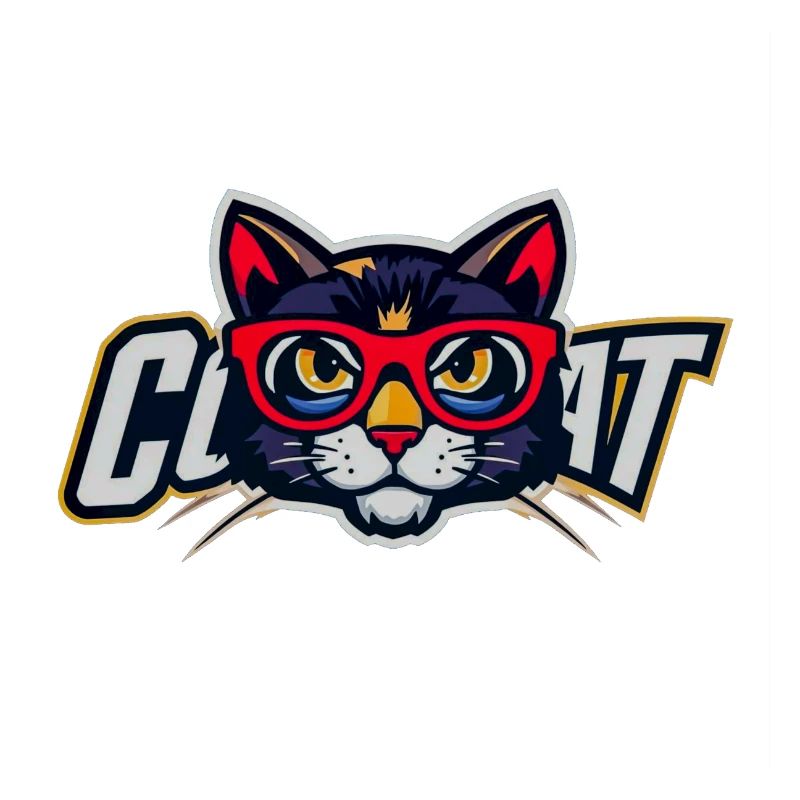 Cat with red glasses logo