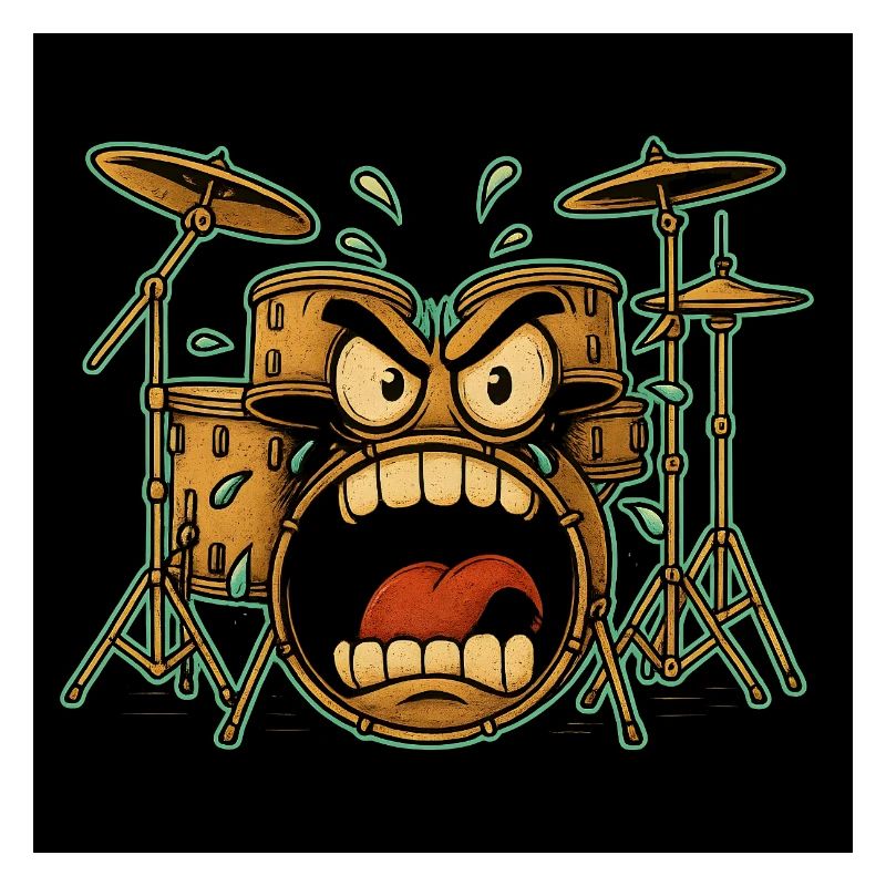 Wütendes Drumset Cartoon