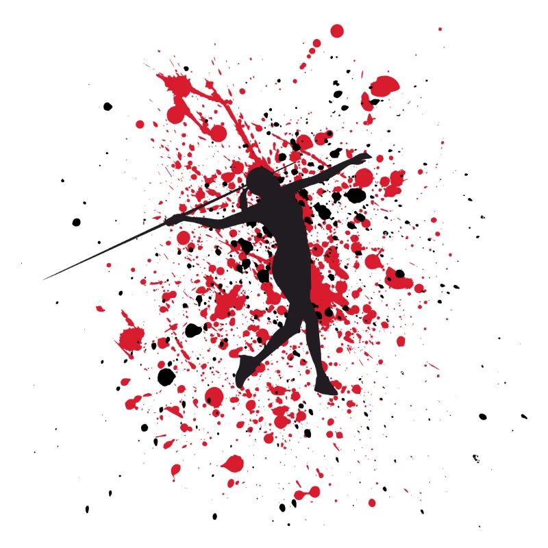 Javelin throw on a red and black background