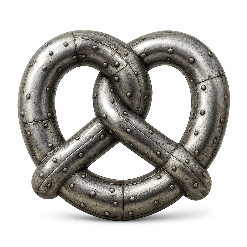 Bretzel métallique entrelacé riveté en tôle