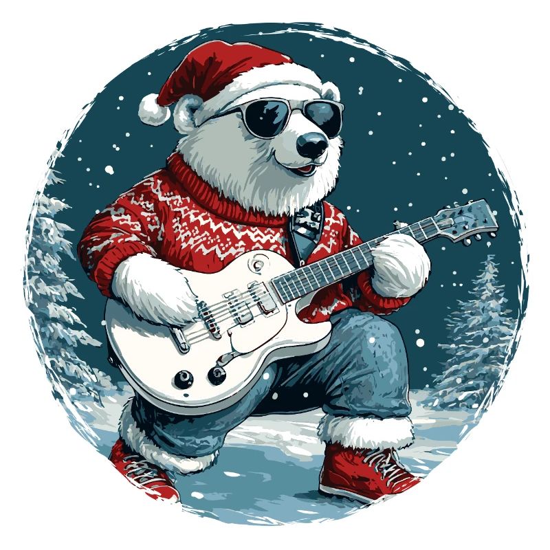 Polar Bear Christmas Guitar Polar Bear
