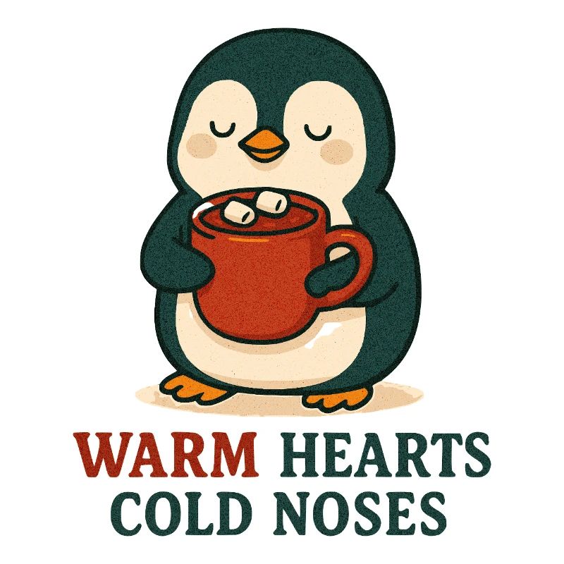 Pingouin câlin avec tasse chaude