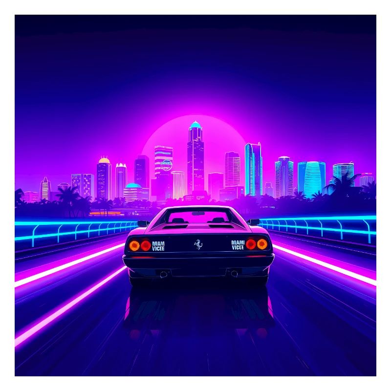 Neon Skyline und Retro Cabriolet