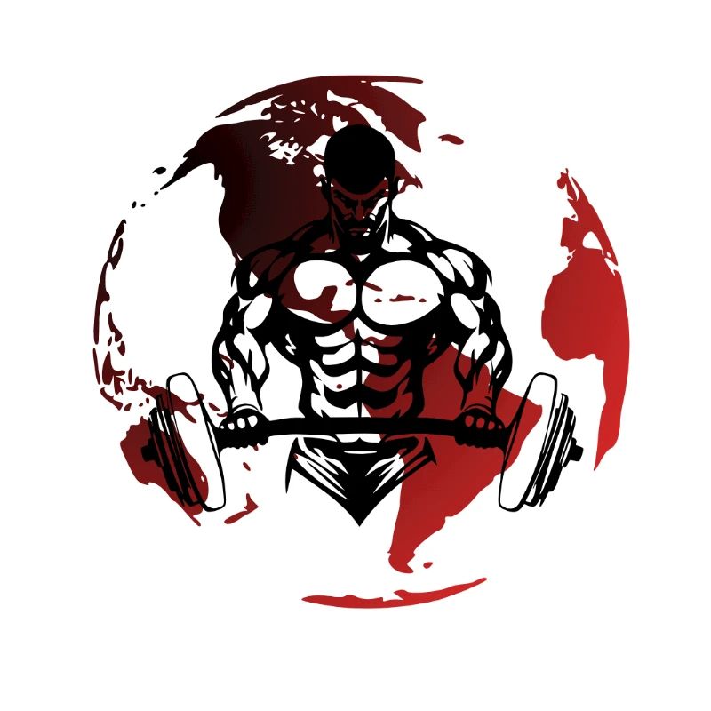 Bodybuilding Silhouette on Red Globe