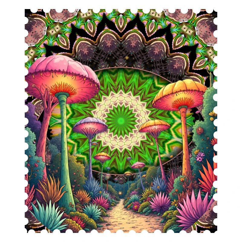 Psychedelic Mushroom Landscape Mandala