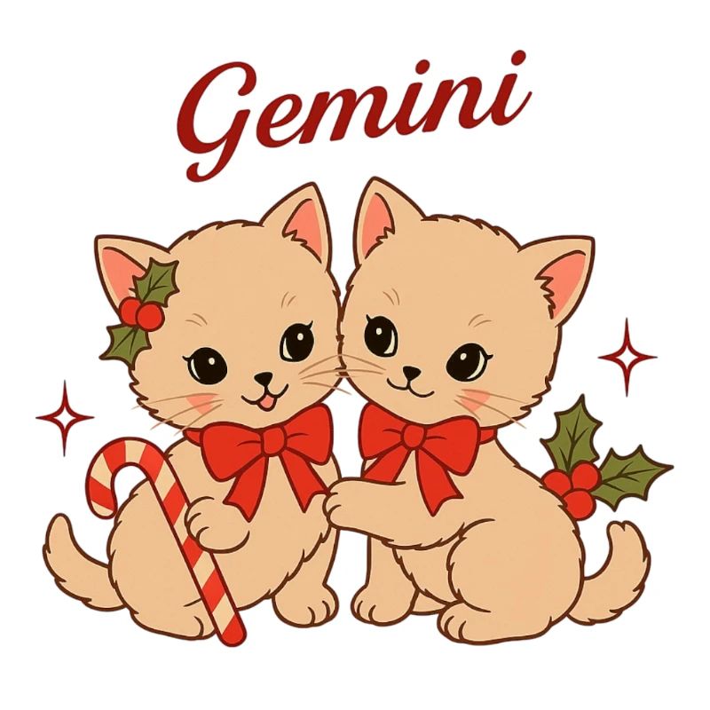Duo de chats gémeaux en look de Noël