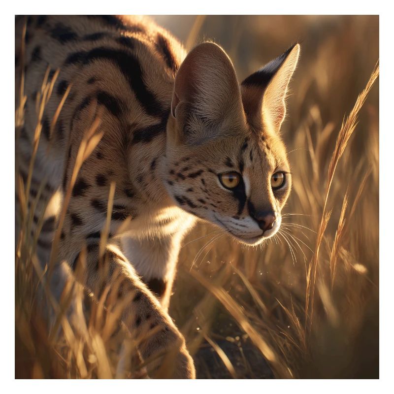Serval im Sonnenlicht – Stille Jagd in der Savanne