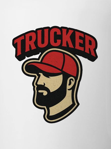 Trucker head with red cap