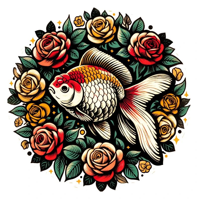 Koi and Roses Circle Design