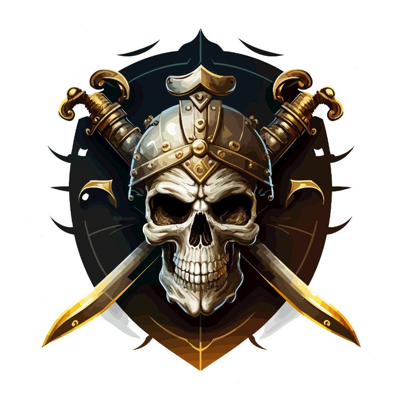Skull warrior with helmet and blades