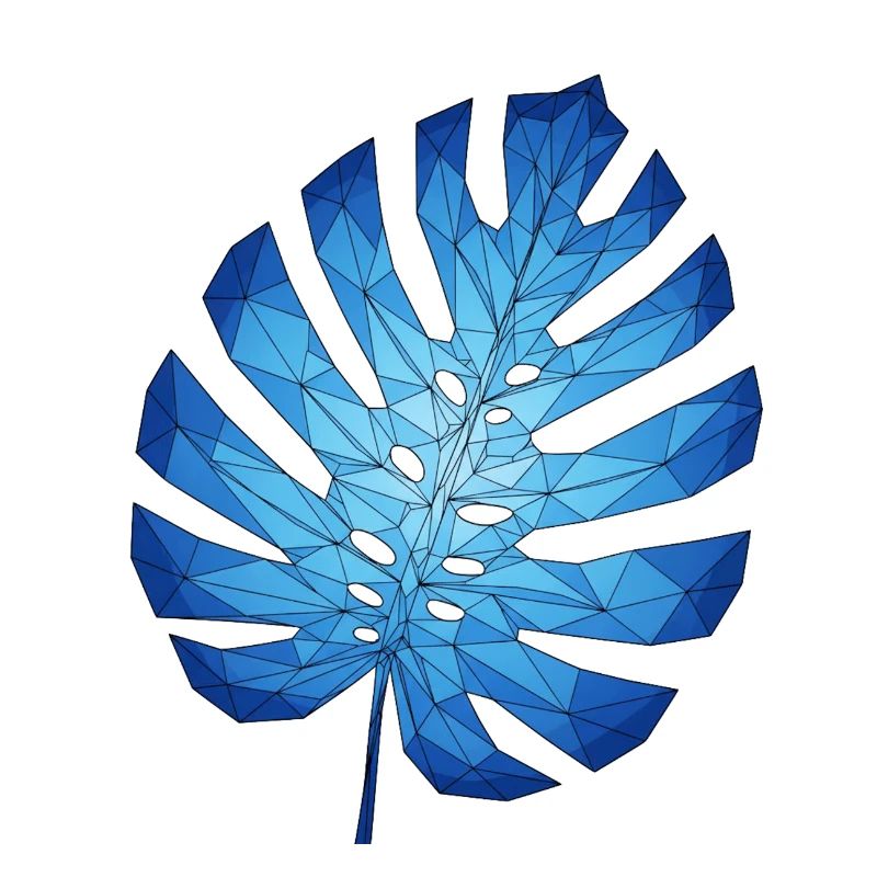 Geometric Monstera Blue Leaf