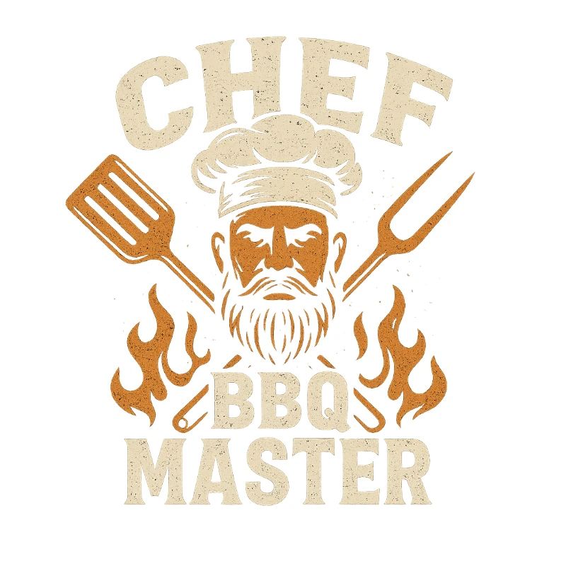 BBQ Master Chef Motif with Flames
