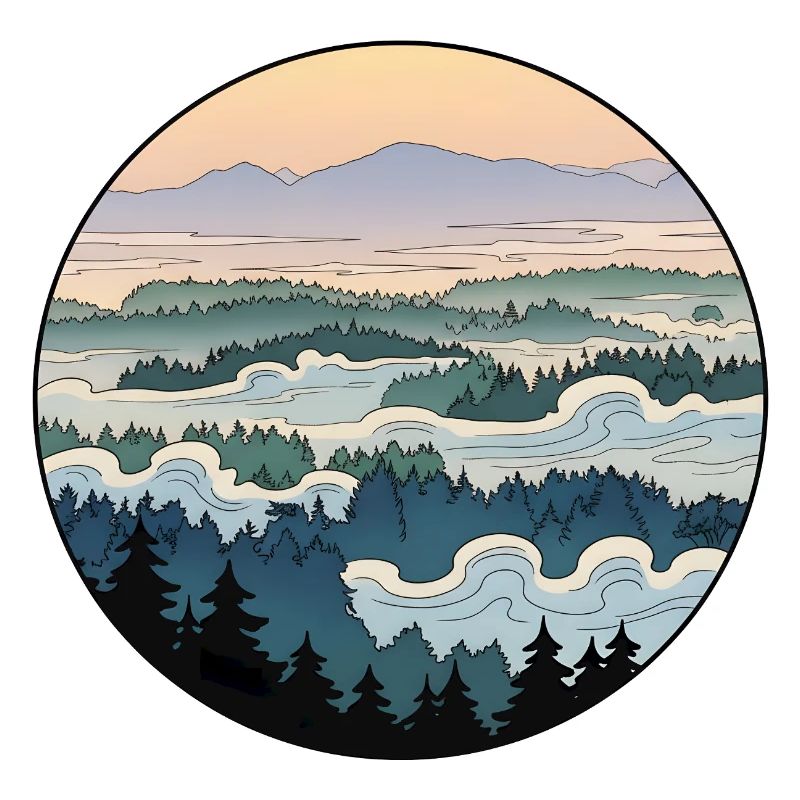 Paysage, vagues de brouillard, forêt