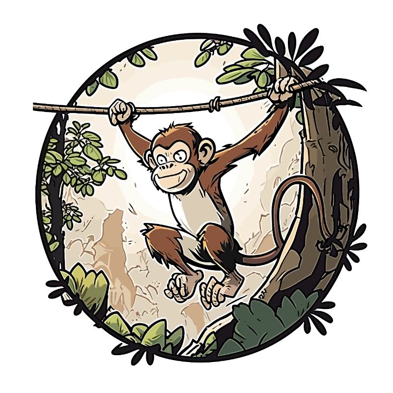 Jungle monkey on a rope
