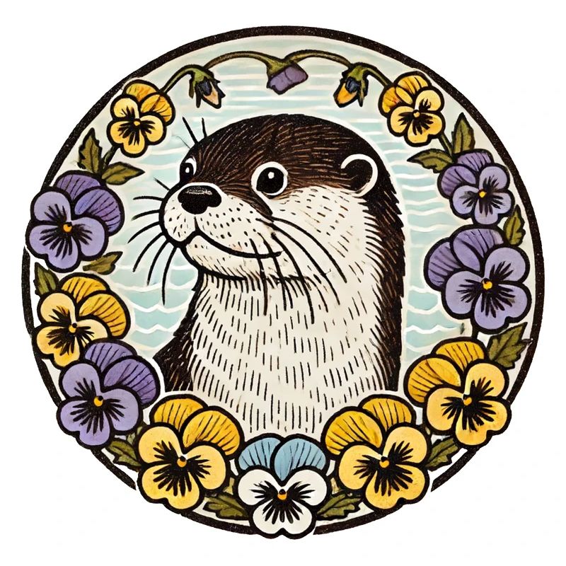 Otter in Floral Circle
