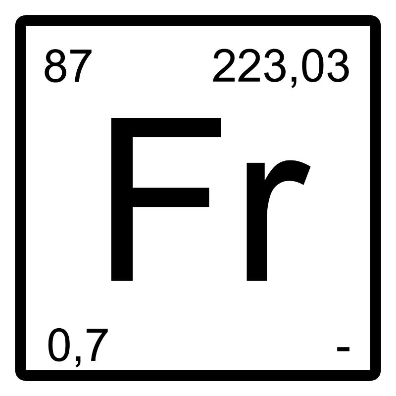 Francium-Elementdesign mit Periodenzahlen