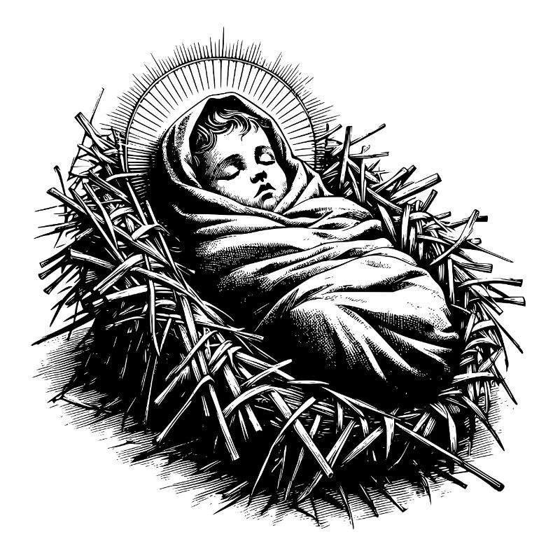 Jesuskind, geboren in der Weihnachtskrippe