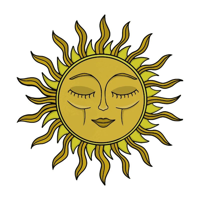 Vintage-Kunst im mystischen Boho-Stil mit himmlischer Sonne