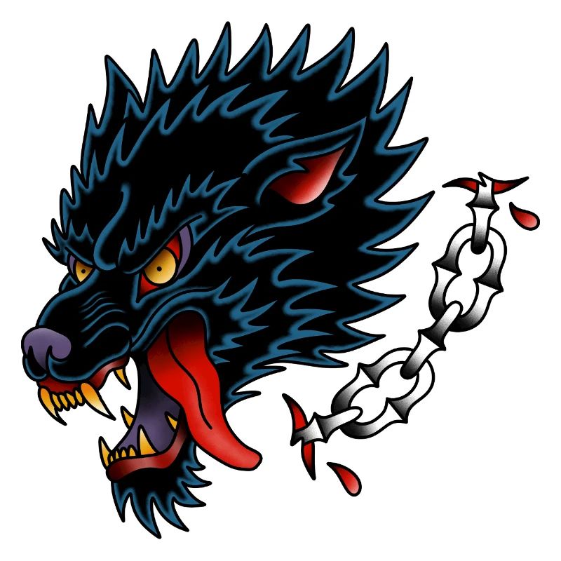 Style de tatouage à l’ancienne Black Wolf