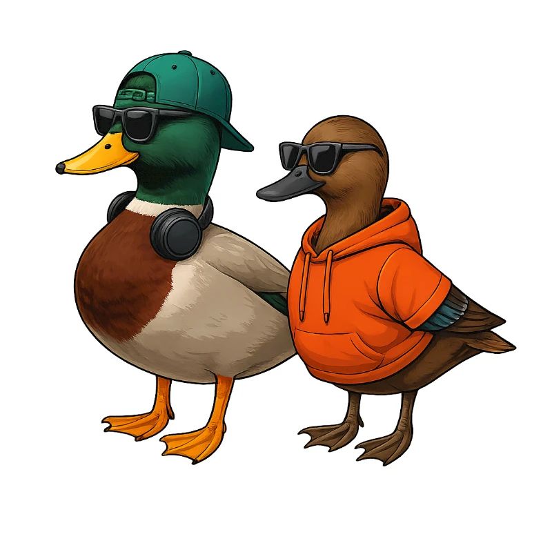 Couple de canards dans un look cool
