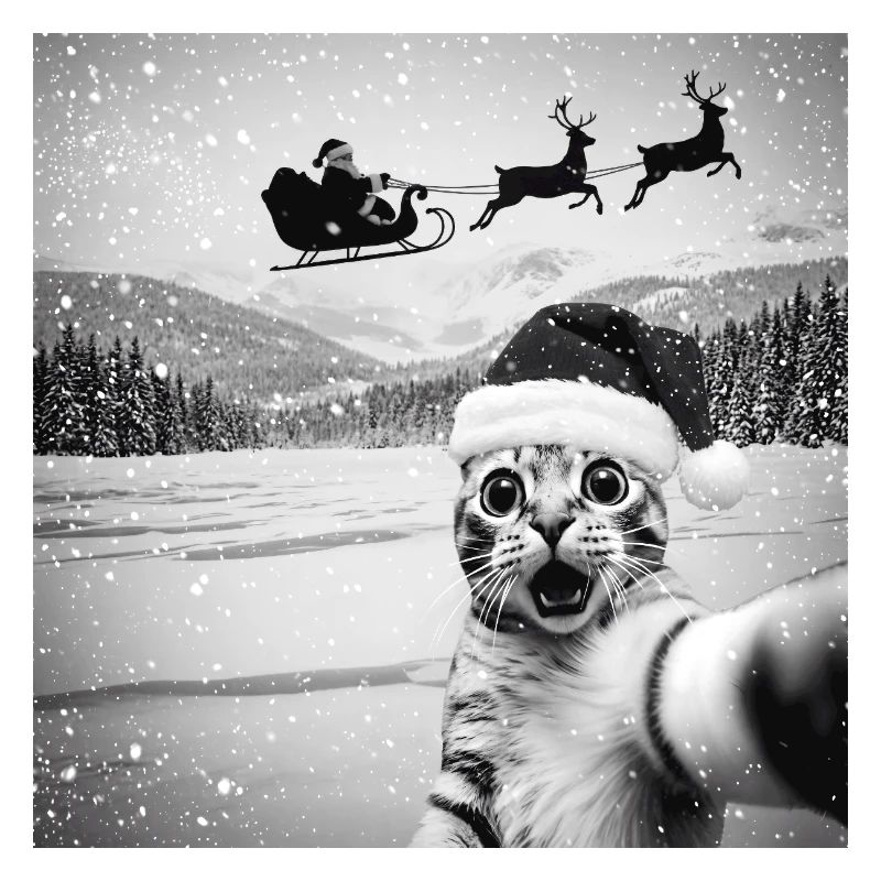 Selfie de chat avec le Père Noël drôle