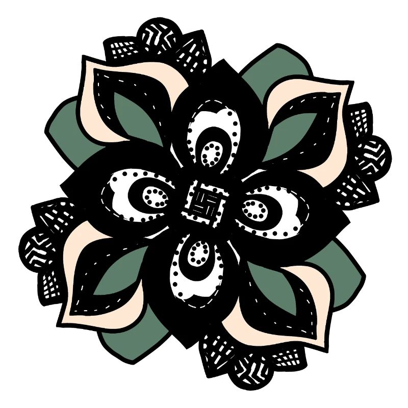 Mandala Fleur Pêche Verte