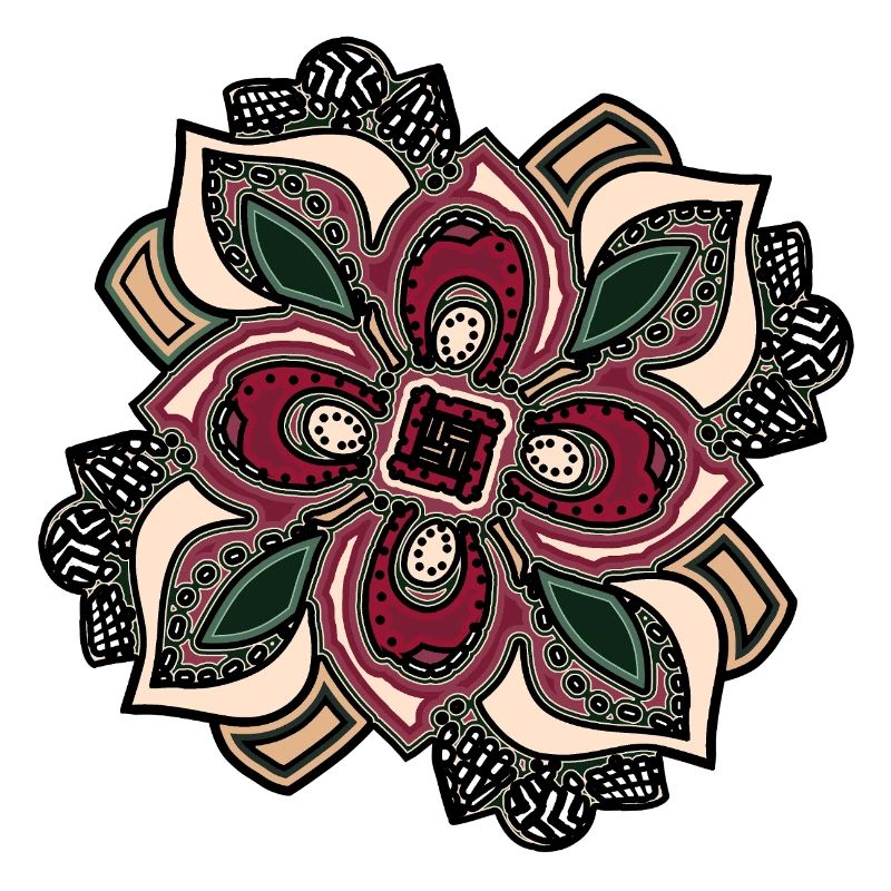Boho Mandala Blossom Rose Vert