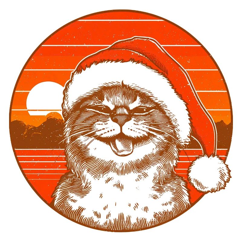 Weihnachtskatze Vintage Retro Catmas