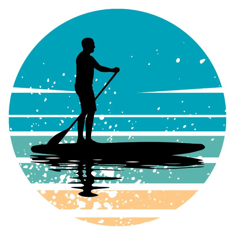 Paddle board with a marine atmosphere in retro style