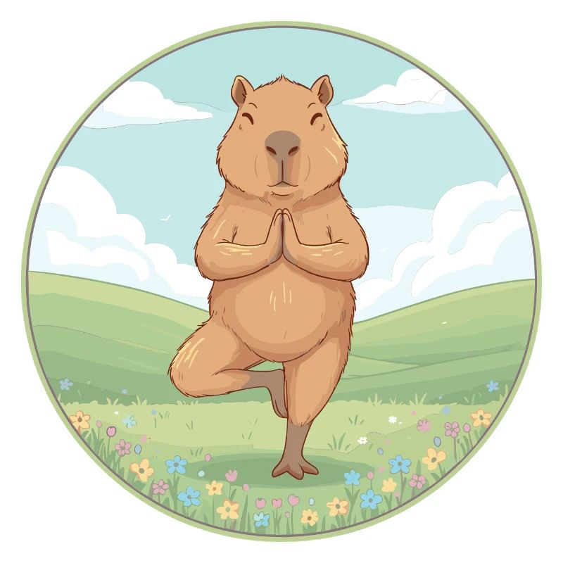 Zen Capybara Yoga Pose Mindfulness Art