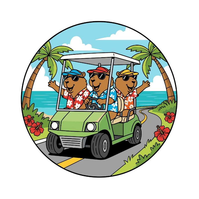 Vacances à la plage Golf Kart Capybara Art