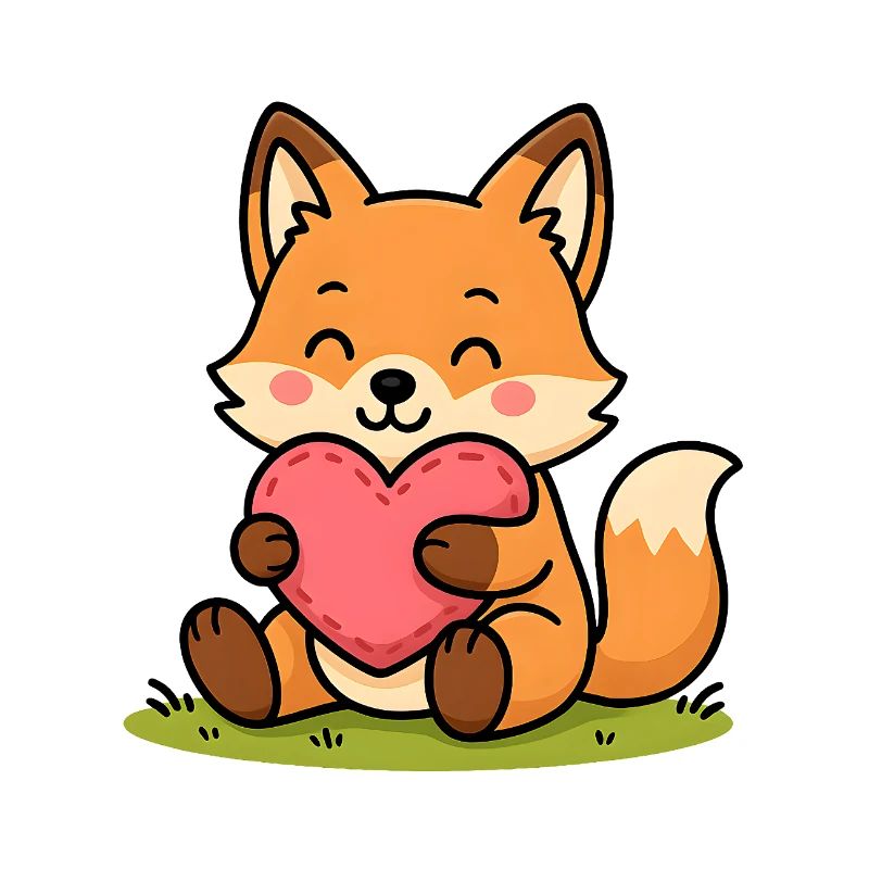 Cuddly fox with heart