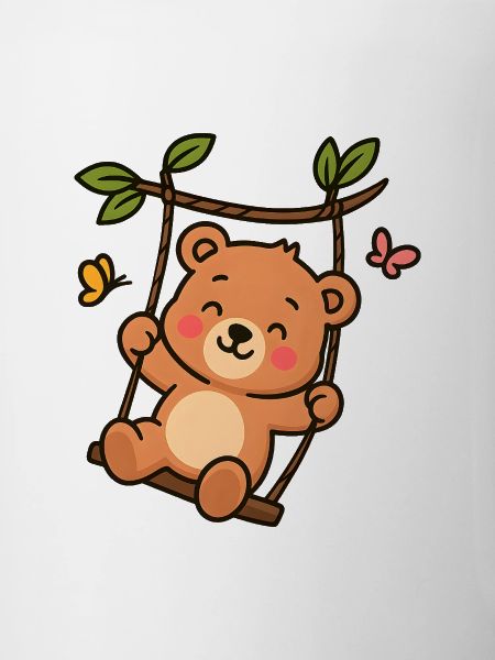 Little bear on swing