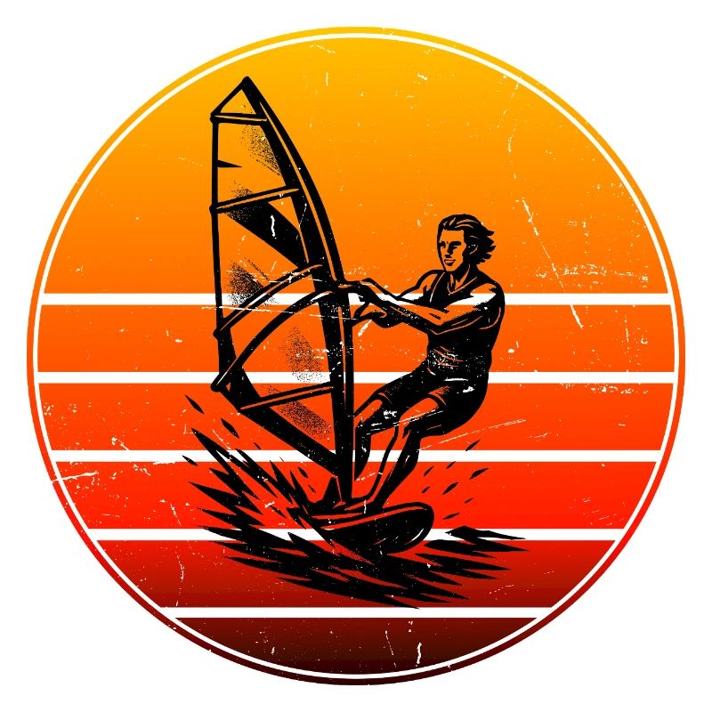 Minimalist Windsurfing Motif