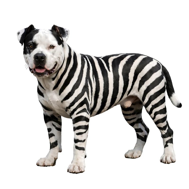 Pitbull in zebra look: Cool urban hybrid design