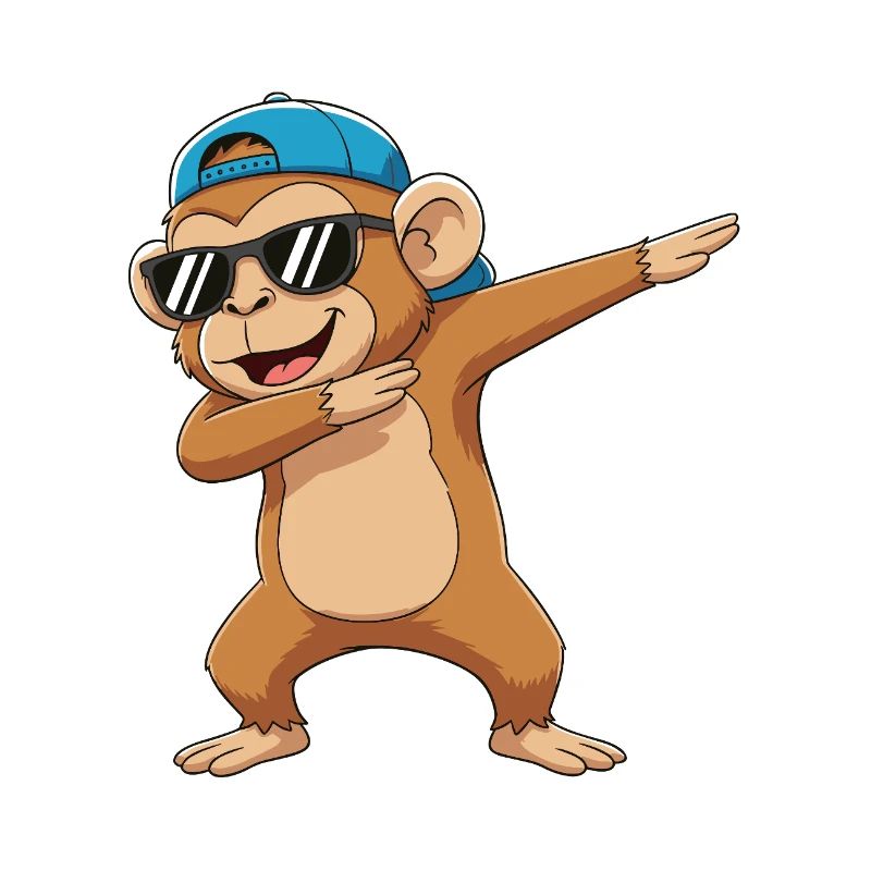 Cool Dabbing Monkey Sunglasses Cartoon Art