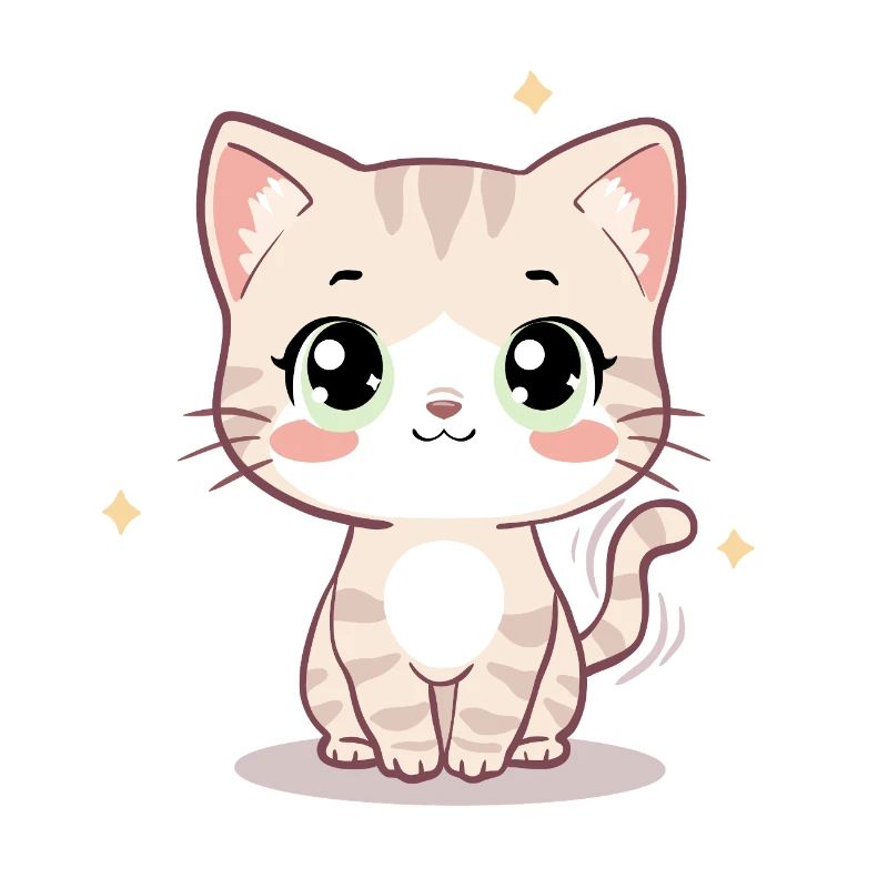 Cute Kawaii Cat Illustration - Chibi Kitten