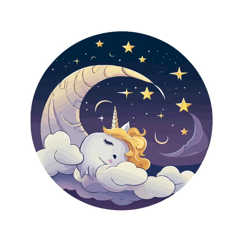 Moondream unicorn over clouds