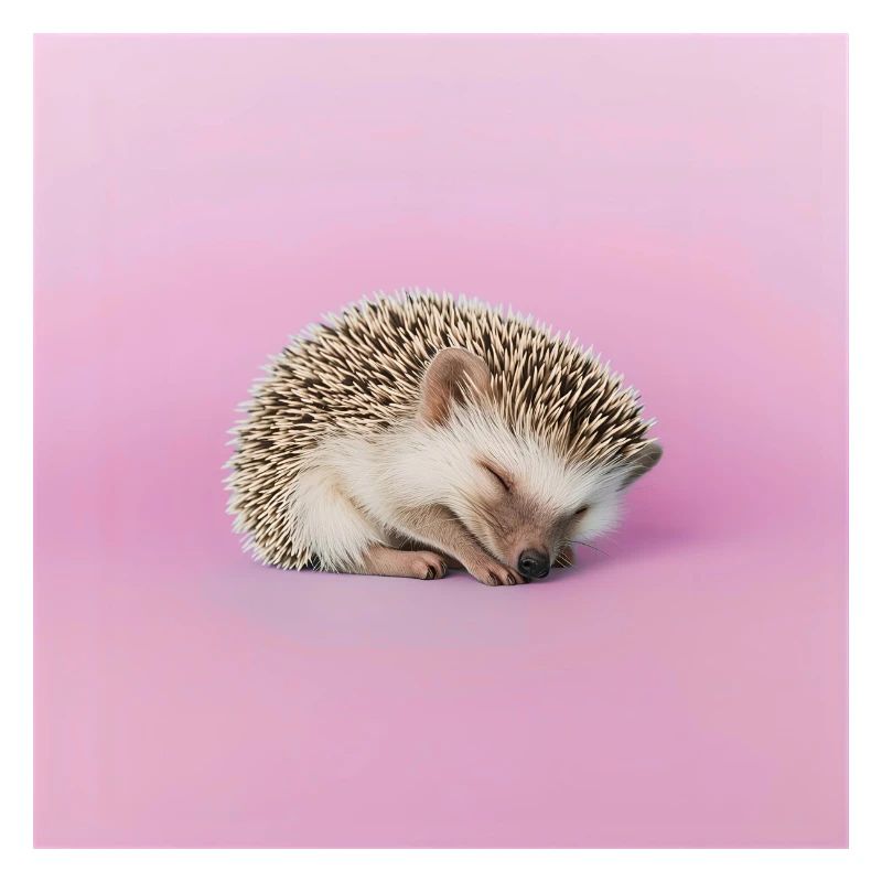 Schlafender Igel auf blassrosa Hintergrund