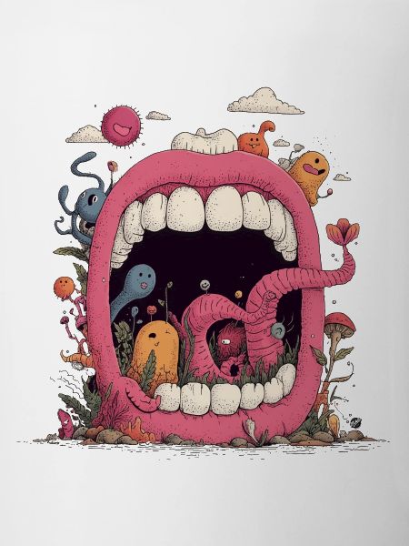 Pink Mouth World with Creatures