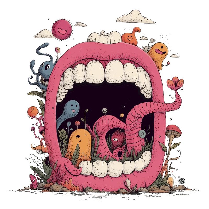 Pink Mouth World with Creatures
