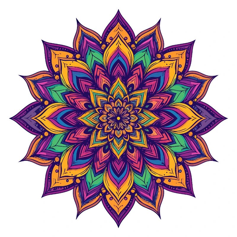 Bunter psychedelischer Mandala LSD Blütenstern
