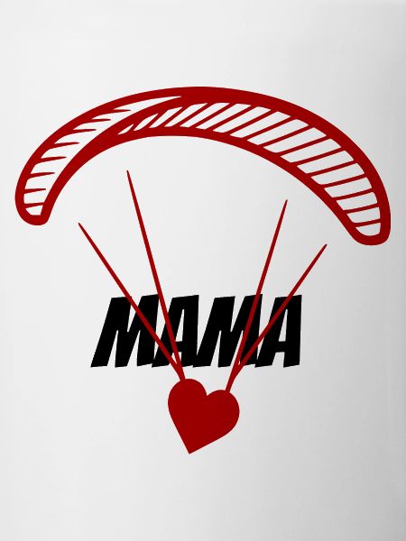Paraglider with mom writing and heart