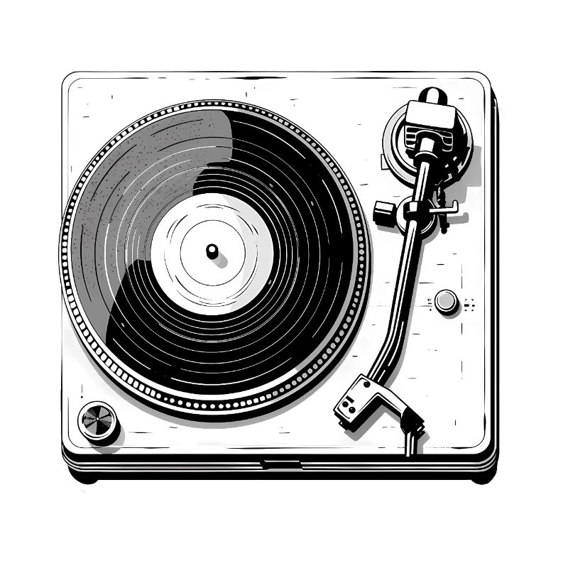 Retro Vinyl Turntable Black White