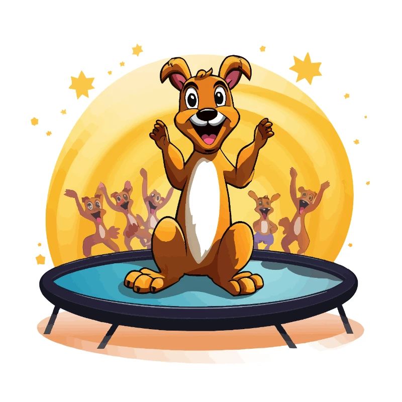 Chien joyeux sur le trampoline
